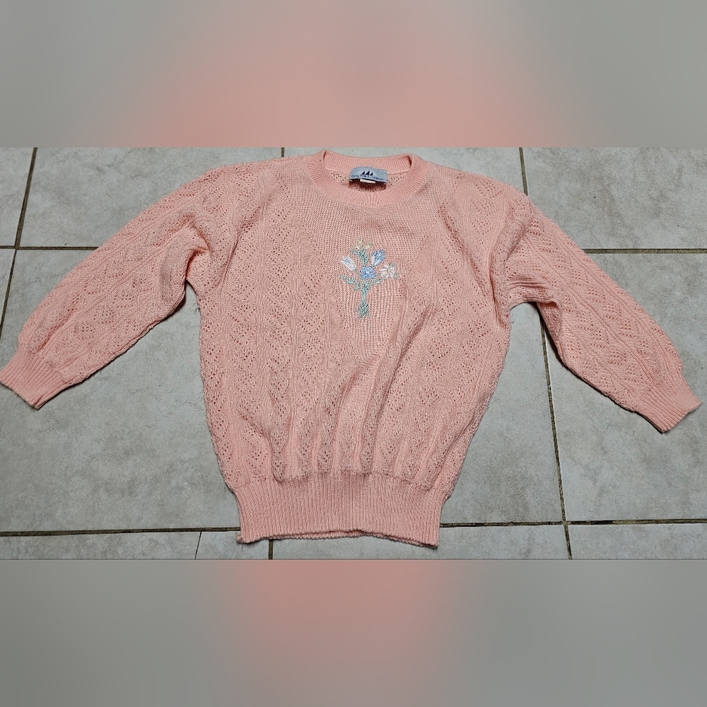 Vintage pink peach bay point threads sweater medium